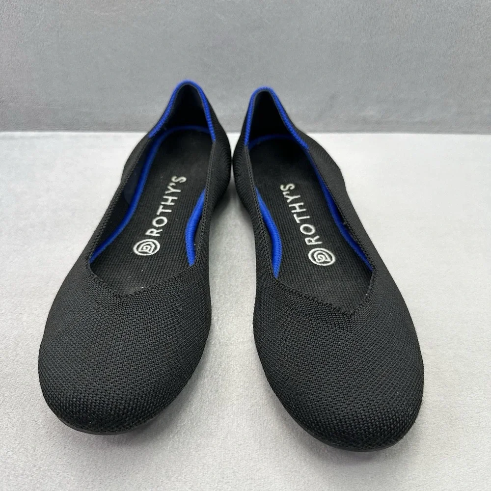 Rothy's The Flat Womens Size 7.5 Black Knit Round Toe Comfort Slip-On Shoe